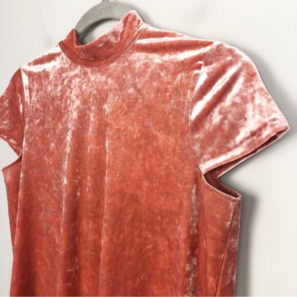 MADEWELL | Crushed Velvet Peach Mock Neck Cap Sleeve Dress Women’s Size X-Small - Picture 3 of 11
